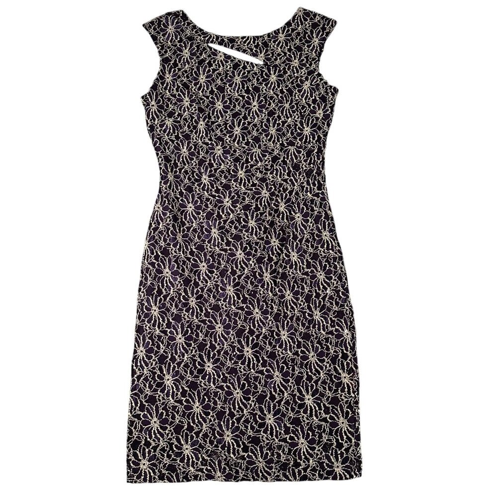 Connected Apparel Womens 8 Purple Sequin Lace Sleeveless V-Back Evening‎ Dress